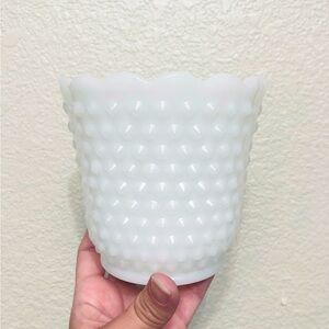 Vintage Fire King Hobnail Milk Glass Planter Vase Pot Bowl 4.25" tall